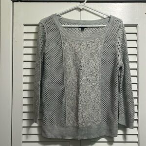 Apt. 9 silver sweater crochet & lace size L